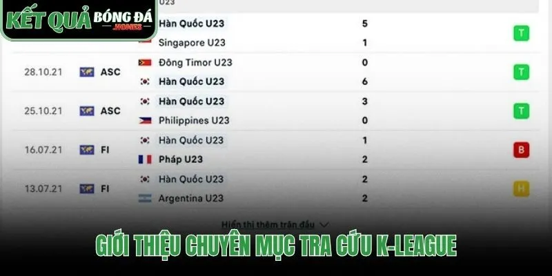 Cập nhật kết quả bóng đá Hàn Quốc với dữ liệu chuyên sâu